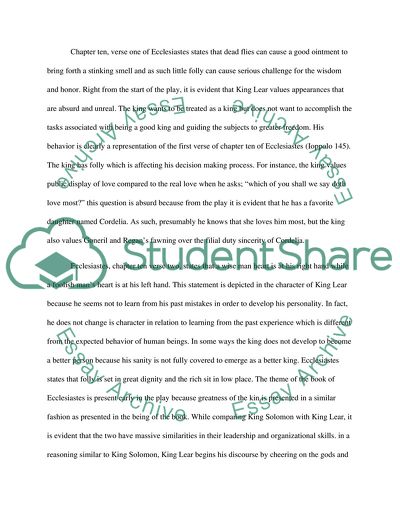 King Lear and the book of Ecclesiastes