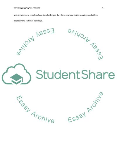 Use of Psychological Testing In Counseling Marriage and Family Therapy