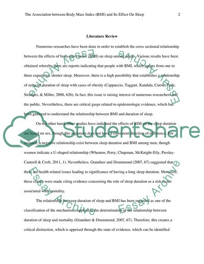 The Association between Body Mass Index (BMI) and Its Effect on Sleep