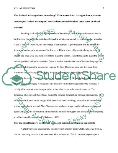 Visual Learning and Learning and Acquisition of Skills