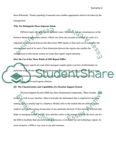 The Three Kinds of Reports Produced by an MIS