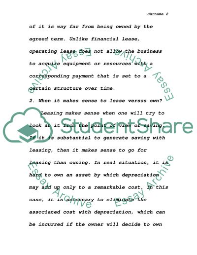 Financial Lease and Operating Lease