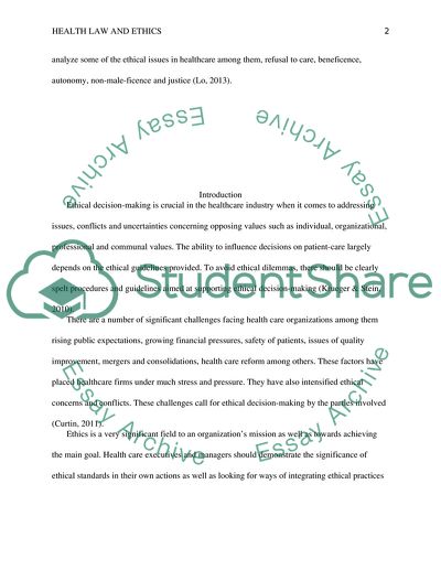 The Relationships Between Health Law and Ethics