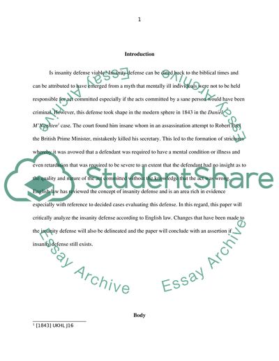 The Rules Governing the Insanity Defense