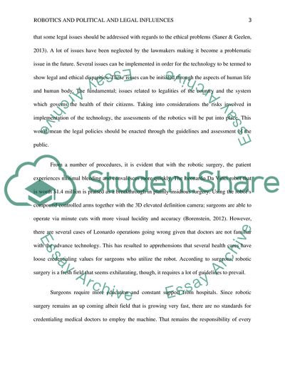 Robotics and Political and Legal Influences