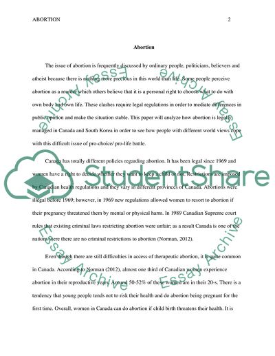 Abortion in Canada and South Korea