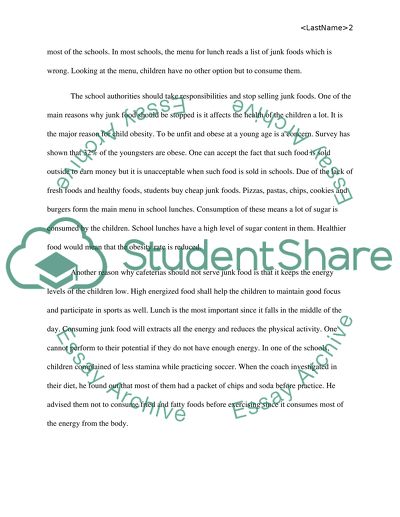 English - School Lunches