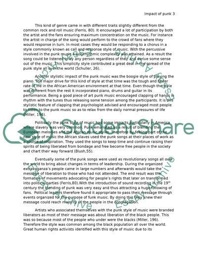 The impact of punk on our culture : stylistically, politically and philosophically