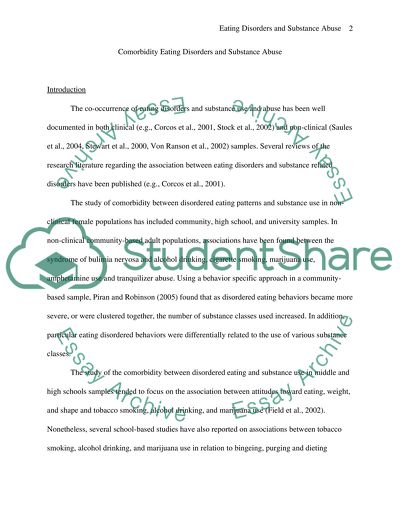 Comorbidity Eating Disorders and Substance Abuse