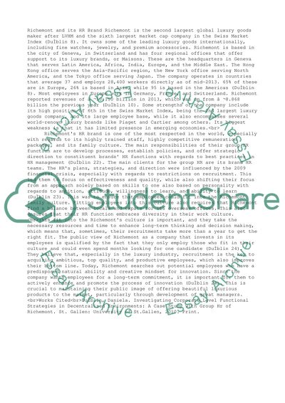 Richemont and its HR Brand