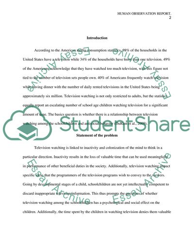 Television Watching among Schoolchildren and Its Social Effects