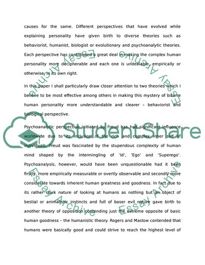 The Reliability of Behaviorist and Biologist Personality Theories