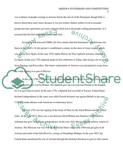 Arizona Statehood and Constitution