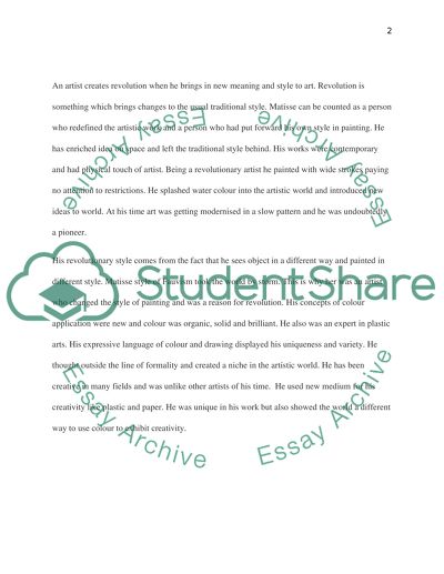 The Artist Henri Matisse