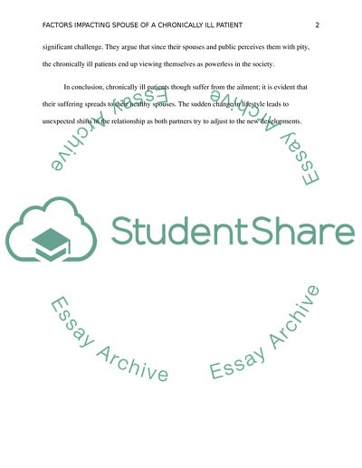 Factors Impacting Spouse of a Chronically Ill Patient