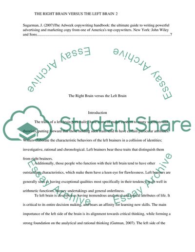 The Right Brain versus the Left Brain