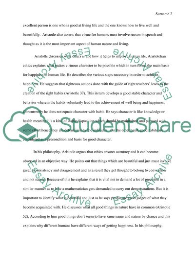 Aristotles Nicomachean Ethics Paper Assignment