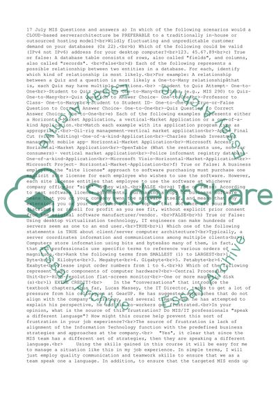 Twelve questions in Management Information System