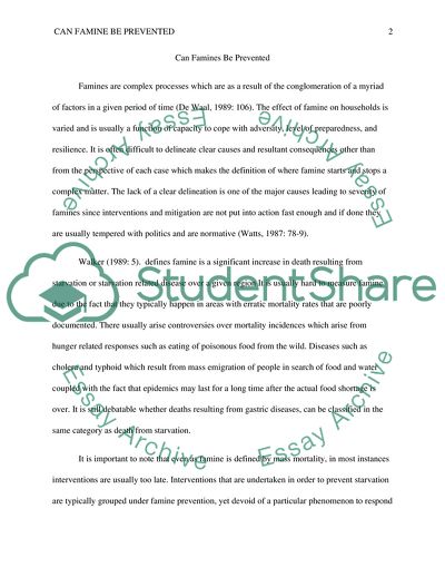 Possibilities to Prevent Famines