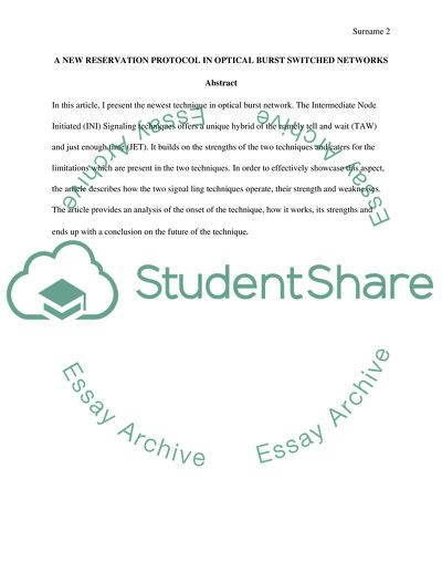 Analysis of a New Reservation Protocol in Optical Burst Switched Networks