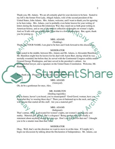 Play with Alexander Hamilton, John Adams, and Abigil Adams