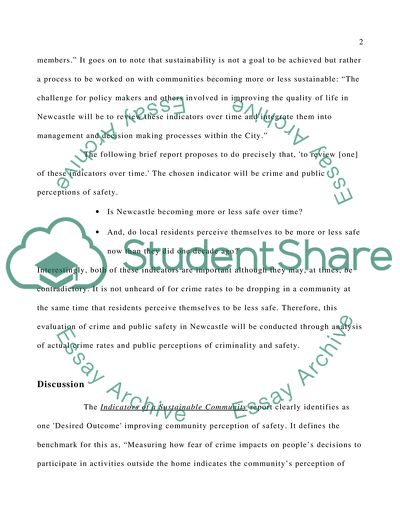 Sustainability, Crime and Perceptions of Safety in Newcastle