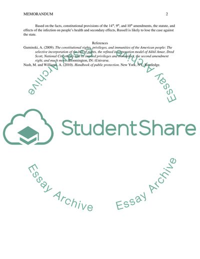 Statement of Facts of Mr. Russell on the Possible Suit Against the State