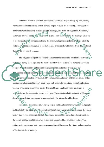 Ceremonial Role in the Late Medieval Lordship