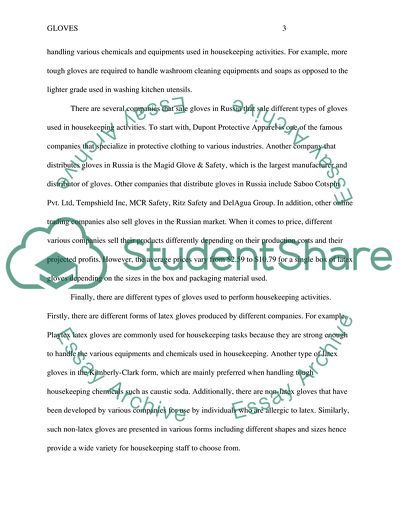 Purchasing gloves for hotel