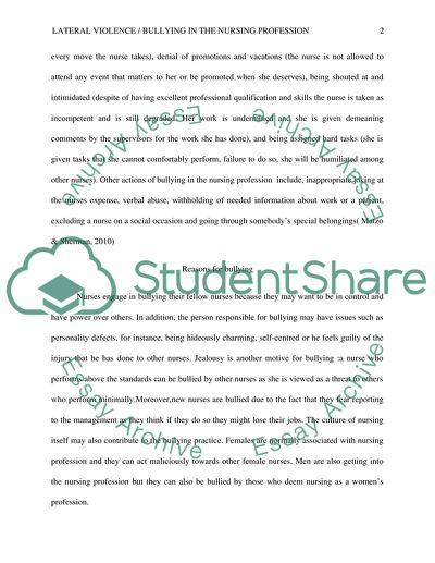 Bullying in the Nursing Profession