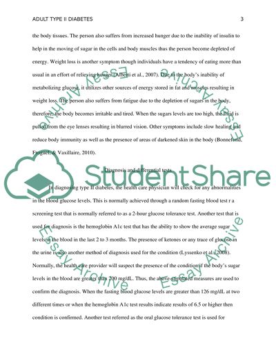 Type II diabetes in Adults