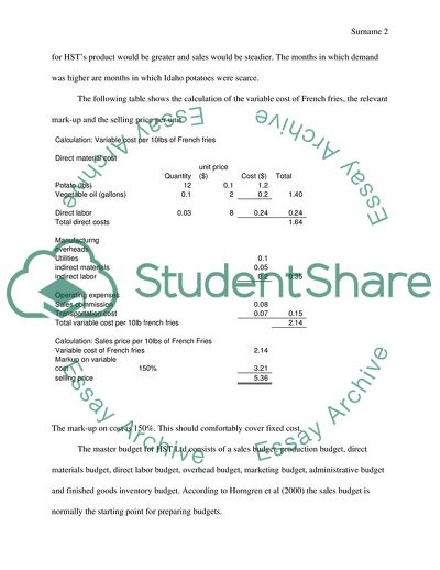 Budget Process of HST