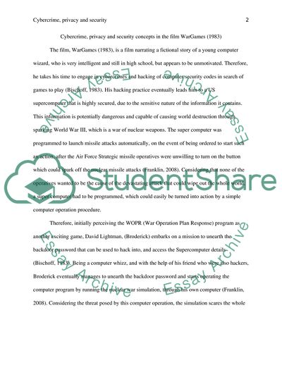 Cybercrime, Privacy, and Security Concepts in the Film WarGames