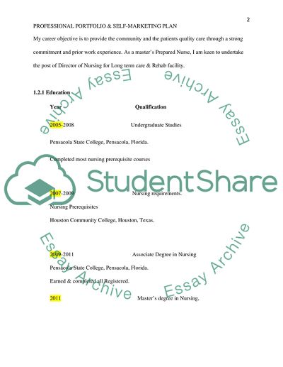 Professional Portfolio & Self-Marketing Plan