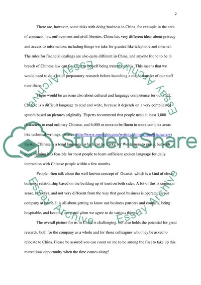 Subject: Opportunities to Improve International Business in China