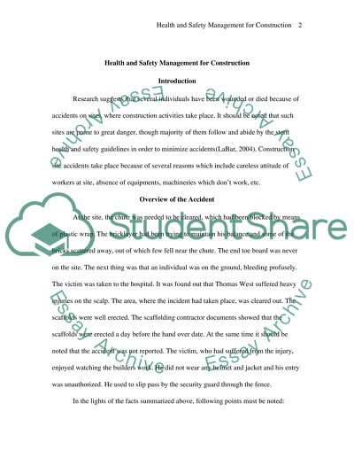 Health and Safety Management for Construction