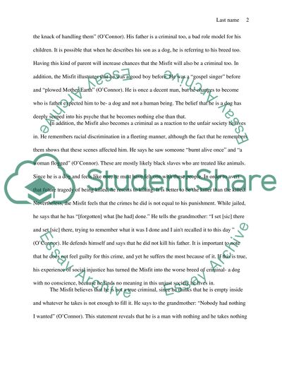 A Good Man Is Hard to Find: The Misfit as a Reactive Criminal and a Lost Prophet