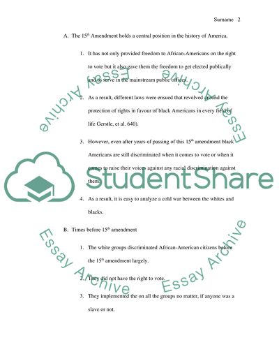 Speech on the 15th amendment giving black men the right to vote