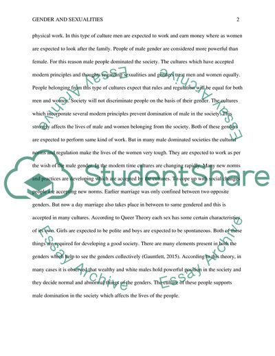 Gender and sexualities. Qustions