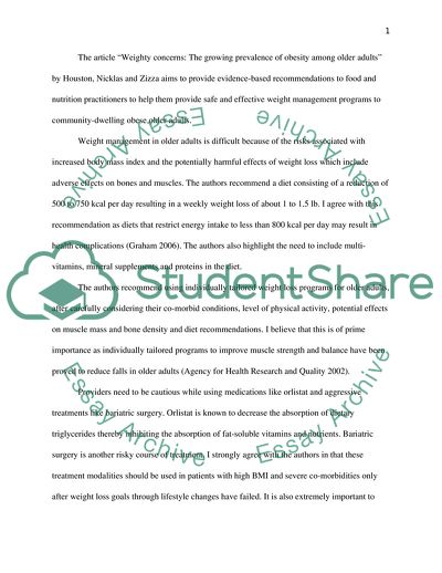 The Growing Prevalence of Obesity Among Older Adults by Houston, Nicklas and Zizza