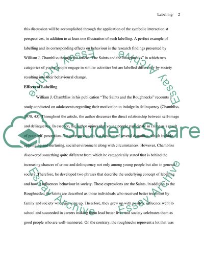 Labelling of People as Deviants