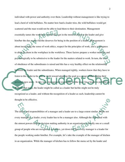 Management and leadership