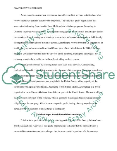 Comparative summaries