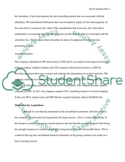 The Consolidated Statements of Mannai Company