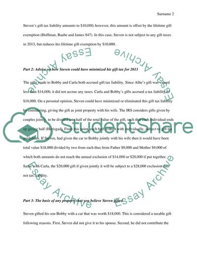 Stevens gift tax liability for 2013