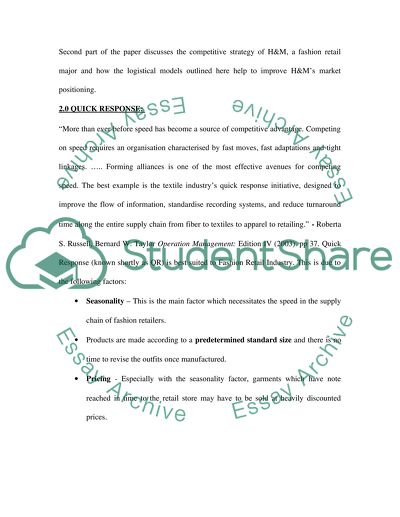 Integrated fashion logistics