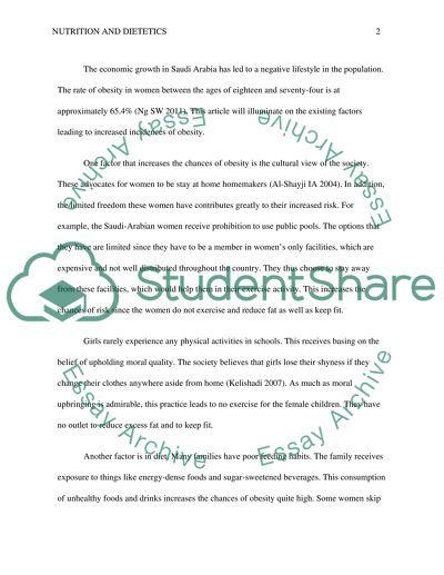 Main Aspects of Nutrition and Dietetics in Saudi Arabia