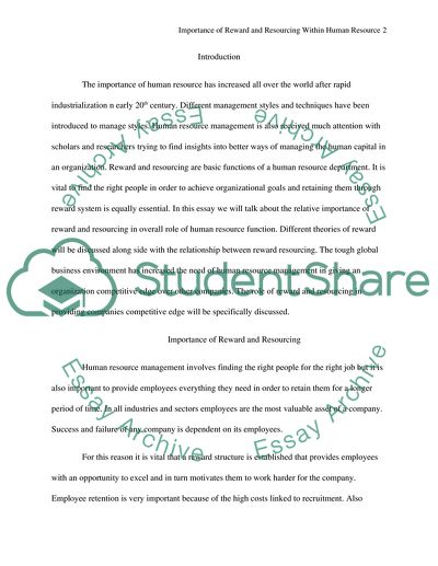 Importance of Reward and Resourcing within Human Resource