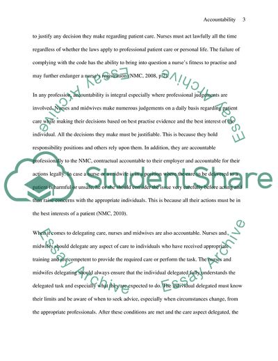 Accountability in Relation to the Role of Nursing