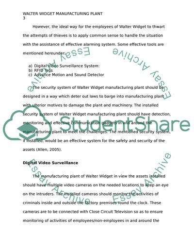 Security Plan for Walter Widget Manufacturing Plant